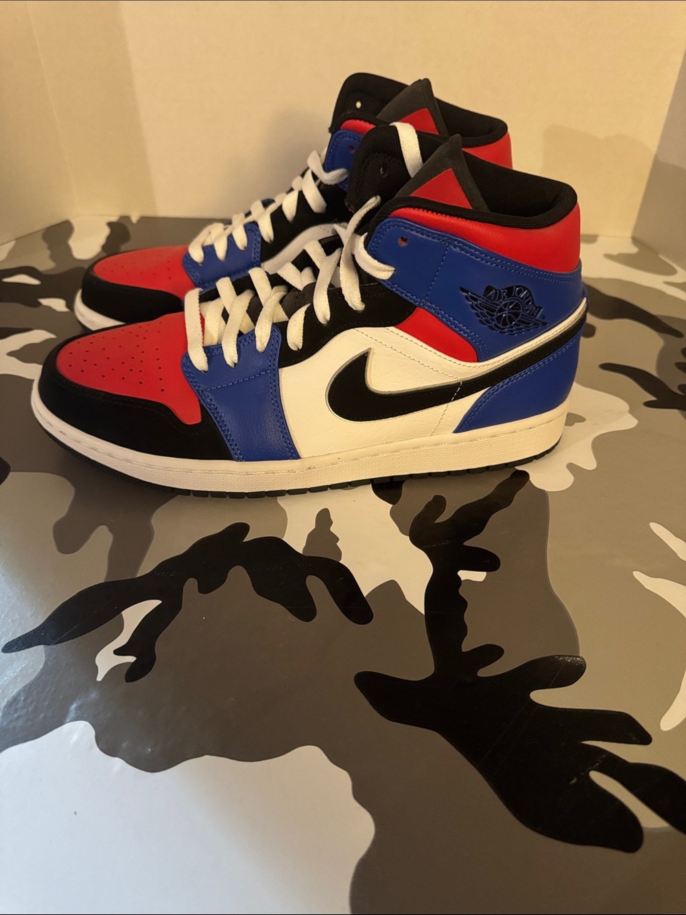 Jordan Men's High-Top Sneakers in Red, Blue & Black